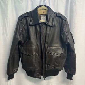 Vtg Pack-In products Mens A-2 Flight Jacket Bomber Military Brown Leather 40